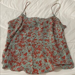 FREE PEOPLE Floral Red/Green Print Cami Top Sz Med